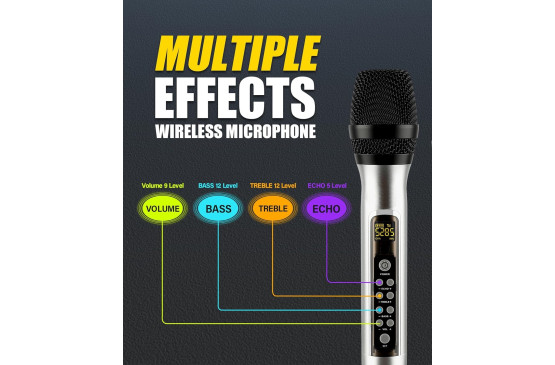 KEKROWN Vetec VTV-707E UHF Wireless Microphone with Echo, Bass, Treble, Volume Controls